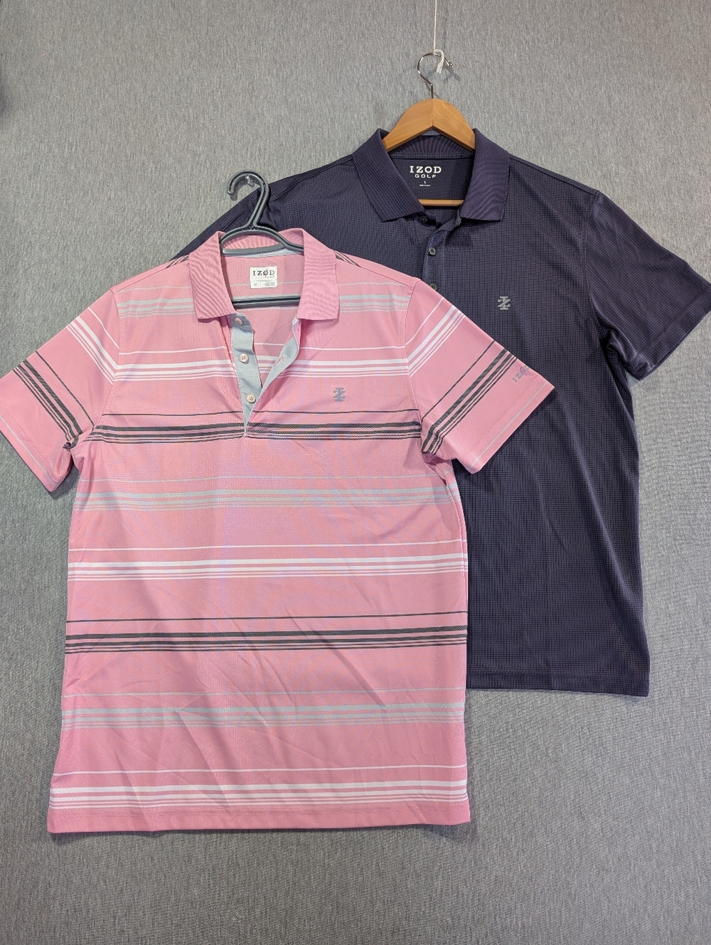 Izod Lot Of 2 Golf Polo Shirts Large Pink & Purple